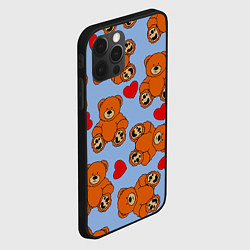 Чехол для iPhone 12 Pro Max Мишки и сердца на голубом фоне, цвет: 3D-черный — фото 2