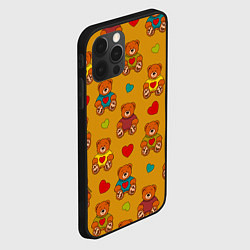 Чехол для iPhone 12 Pro Max Игрушечные мишки и разноцветные сердца, цвет: 3D-черный — фото 2