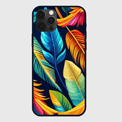 Чехол для iPhone 12 Pro Max Пёстрые пёрышки попугаев, цвет: 3D-черный