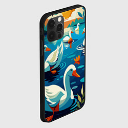 Чехол для iPhone 12 Pro Max Гуси лебеди вода, цвет: 3D-черный — фото 2