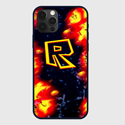 Чехол для iPhone 12 Pro Max Roblox огенное лого, цвет: 3D-черный
