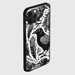 Чехол для iPhone 12 Pro Max Черные вороны руны паттерн, цвет: 3D-черный — фото 2