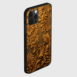 Чехол для iPhone 12 Pro Max Темная лепнина золото, цвет: 3D-черный — фото 2