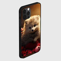 Чехол для iPhone 12 Pro Max Милый ежик в цветах, цвет: 3D-черный — фото 2