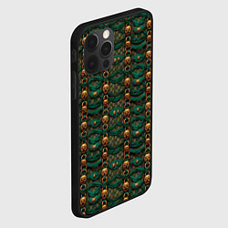Чехол для iPhone 12 Pro Max Зеленая ткань с золотыми заклепками, цвет: 3D-черный — фото 2