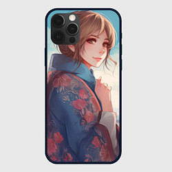 Чехол для iPhone 12 Pro Max Русская девушка на фоне Москвы, цвет: 3D-черный