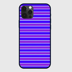 Чехол для iPhone 12 Pro Max Неоновые полосы фиолетовые и синие, цвет: 3D-черный