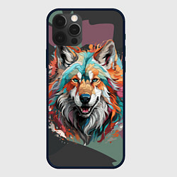 Чехол для iPhone 12 Pro Max Голова яркого волка, цвет: 3D-черный