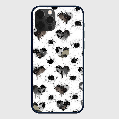 Чехол iPhone 12 Pro Max Брызги и капли в форме сердечки / 3D-Черный – фото 1