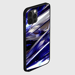 Чехол для iPhone 12 Pro Max Синие и белые полосы абстракции, цвет: 3D-черный — фото 2
