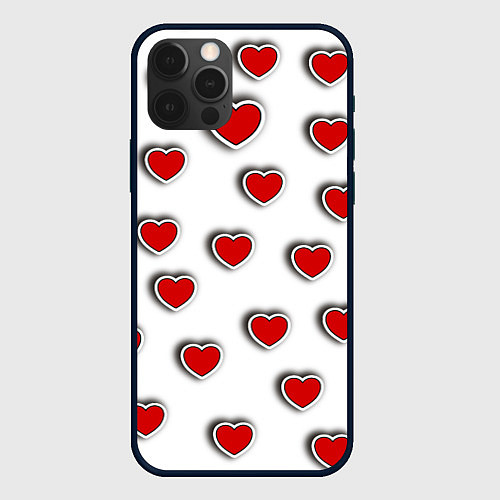 Чехол iPhone 12 Pro Max Стикеры наклейки объемные сердечки / 3D-Черный – фото 1