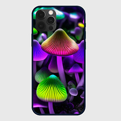 Чехол для iPhone 12 Pro Max Люминесцентные грибы, цвет: 3D-черный