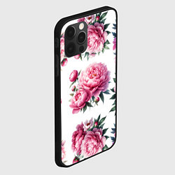 Чехол для iPhone 12 Pro Max Розовые цветы пиона, цвет: 3D-черный — фото 2