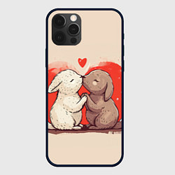 Чехол для iPhone 12 Pro Max Влюбленные кролики, цвет: 3D-черный