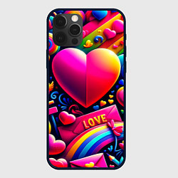 Чехол для iPhone 12 Pro Max Яркий день святого Валентина, цвет: 3D-черный