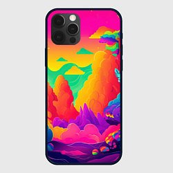 Чехол для iPhone 12 Pro Max Яркие краски перетекают в радугу, цвет: 3D-черный