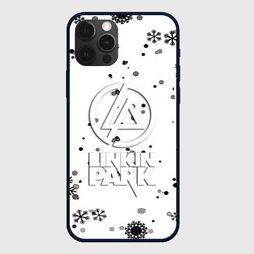 Чехол iPhone 12 Pro Max Linkin park текстура зима рок / 3D-Черный – фото 1