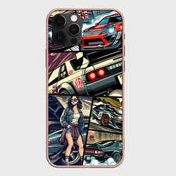 Чехол для iPhone 12 Pro Max Japanese cars art, цвет: 3D-светло-розовый