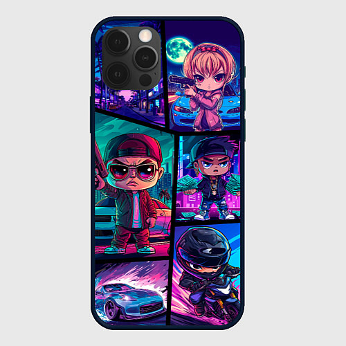 Чехол iPhone 12 Pro Max GTA chibi style / 3D-Черный – фото 1