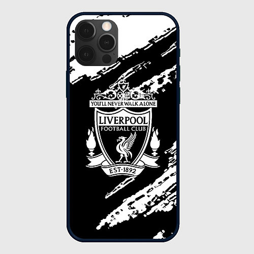 Чехол iPhone 12 Pro Max Liverpool белые краски текстура / 3D-Черный – фото 1