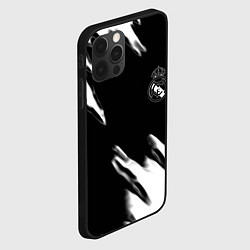 Чехол для iPhone 12 Pro Max Real madrid белые краски текстура, цвет: 3D-черный — фото 2