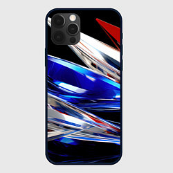 Чехол для iPhone 12 Pro Max Белая синяя красная острая абстракция, цвет: 3D-черный