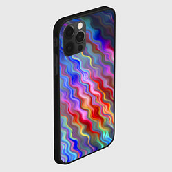 Чехол для iPhone 12 Pro Max Волнистые разноцветные линии, цвет: 3D-черный — фото 2