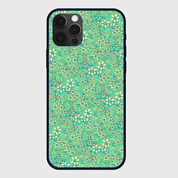 Чехол для iPhone 12 Pro Max Цветочный светло-зелёный, цвет: 3D-черный