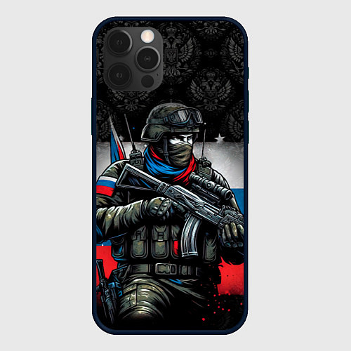 Чехол iPhone 12 Pro Max Русский солдат / 3D-Черный – фото 1