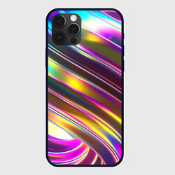Чехол для iPhone 12 Pro Max Неоновый скрученный металл разноцветный, цвет: 3D-черный