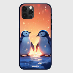 Чехол для iPhone 12 Pro Max Романтичная пара пингвинов, цвет: 3D-черный