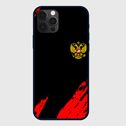 Чехол для iPhone 12 Pro Max Россия герб краски красные, цвет: 3D-черный