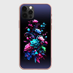 Чехол для iPhone 12 Pro Max Цветы - нейросеть, цвет: 3D-светло-розовый