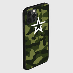Чехол для iPhone 12 Pro Max Белая звезда в лесном камуфляже, цвет: 3D-черный — фото 2