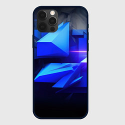 Чехол для iPhone 12 Pro Max Black blue background abstract, цвет: 3D-черный