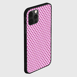 Чехол для iPhone 12 Pro Max Паттерн сердечки на розовом фоне, цвет: 3D-черный — фото 2