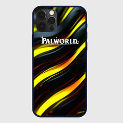 Чехол для iPhone 12 Pro Max Palworld логотип золотые и черные волны, цвет: 3D-черный