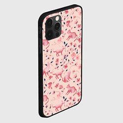Чехол для iPhone 12 Pro Max Розовый паттерн с цветами и котиками, цвет: 3D-черный — фото 2