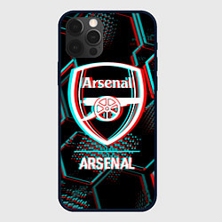 Чехол для iPhone 12 Pro Max Arsenal FC в стиле glitch на темном фоне, цвет: 3D-черный