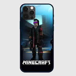 Чехол для iPhone 12 Pro Max Minecraft cyberpunk style, цвет: 3D-черный