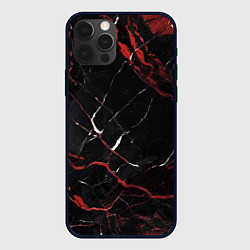 Чехол для iPhone 12 Pro Max Черно-красный мрамор, цвет: 3D-черный