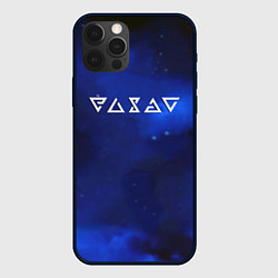 Чехол для iPhone 12 Pro Max Ведьмак лого космос, цвет: 3D-черный