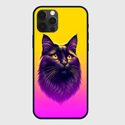 Чехол для iPhone 12 Pro Max Кот чёрный с золотыми глазами, цвет: 3D-черный