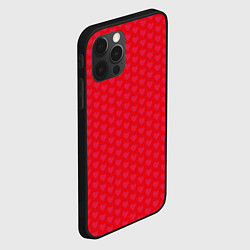 Чехол для iPhone 12 Pro Max Красные сердечки на красном фоне, цвет: 3D-черный — фото 2