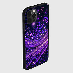 Чехол для iPhone 12 Pro Max Фиолетовые сверкающие абстрактные волны, цвет: 3D-черный — фото 2