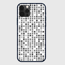 Чехол для iPhone 12 Pro Max Серые квадраты на белом фоне, цвет: 3D-черный