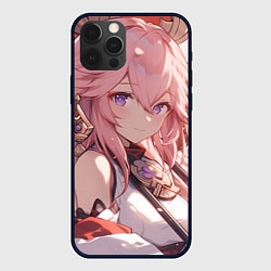 Чехол для iPhone 12 Pro Max Genshin Impact Яэ Miko smile, цвет: 3D-черный
