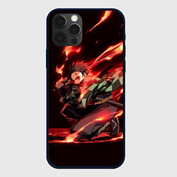 Чехол для iPhone 12 Pro Max Тандзиро пламя, цвет: 3D-черный