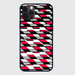 Чехол для iPhone 12 Pro Max Красные четырёхугольники на белом фоне, цвет: 3D-черный