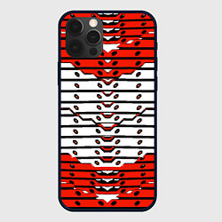 Чехол для iPhone 12 Pro Max Красно-белая техно броня, цвет: 3D-черный